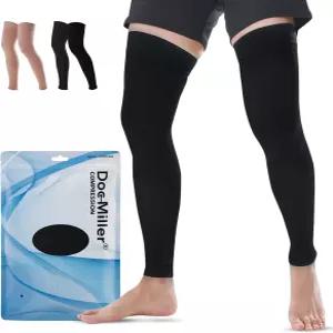 여성 및 남성용 닥 밀러 허벅지 고압축 양말 발 없는 520mmHg 압박 스타킹 순환 지지 정맥류 여행 직장
