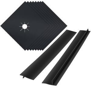 스토브 커버 가스레인지 라이너 MSDADA 8개 블랙 10.6인치 X 보호대 2개 25 U201D 갭 0.2MM 더블 두께 재사용 가능 논스틱 청소하기 쉽습니다