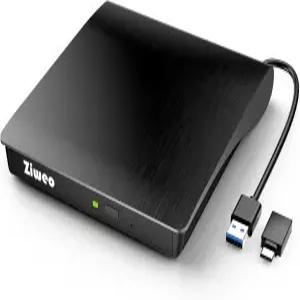 Ziweo 외장 CD DVD 드라이브 휴대용 USB 3.0 TypeC 버너 RW 플레이어 노트북 데스크톱 PC Windows Linux