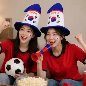 태극기 응원 고깔모자 월드컵 패션 태극문양 축구