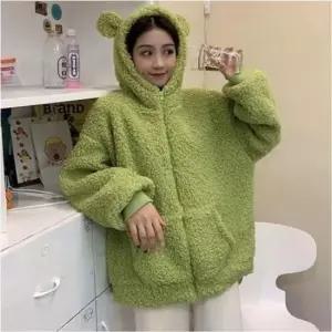 후드집업 플리스 아우터 여성 귀달이 점퍼
