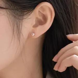 [하프클럽/]세련된 담수 진주귀걸이 4mm 데일리 은귀걸이 웨딩촬영 한복 혼