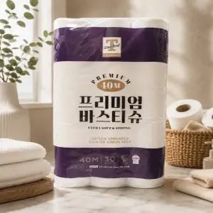 티스탠다드 프리미엄 바스티슈 40m x 30롤 화장지 e