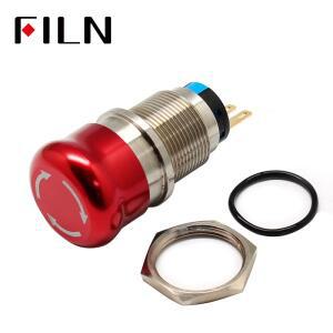 16mm 22mm 1NO 1NC 방수 금속 래칭 비상 정지 버섯형 푸시 버튼 스위치 노브 로터리