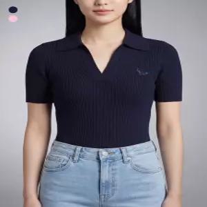 여성 베이비 폭스 패치 폴로 니트 반팔 티셔츠 2color 1354620