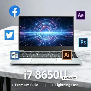 14.1인치 게이밍 노트북  슬림 32GB 2TB SSD 윈도우 11 인텔 코어 i7 8650U PC 게이머용 사무용 1920x1080
