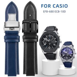 Casio Edifice EFB-680D-2A ECB-10D 가죽 스트랩 남성용 시계 밴드 볼록 인터페이스 팔찌 14mm 용 소
