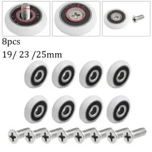 8PCS 샤워 슬라이딩 도어 롤러 러너 휠 욕실 패스너 풀리 교체에 대 한 19/23/25mm 직경