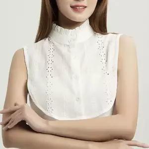 플리츠 차이나 카라 넥 케이프 페이크 카라 레이어드
