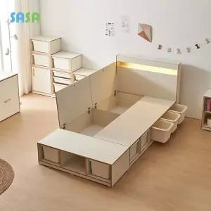 [SASA]사사가구 데이스타 모듈 LED+USB 바구니침대(B형)(수납+바구니)