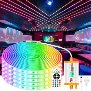 RGB LED 스트립 조명 5050 IP67 방수 유연한 테이프 4 핀 1500W IR 리모컨 조도 조절 야외 1-100m 220V