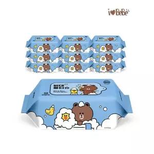 [아이러브베베]라인프렌즈 버블에디션 30매 비데용 10팩 리필형 아기물티슈