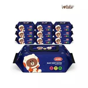 [아이러브베베]라인프렌즈 유니버스에디션 레이온100% 75g 77매 10팩 캡형 아기물티슈