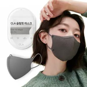 CLA 슬림핏 새부리형 컬러 마스크 성인용 중형 딥그레이 40매입