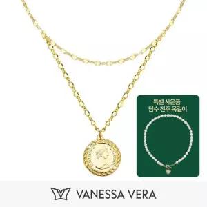 바네사베라 18K 엘리자베스 솔리드 빅코인 목걸이 L