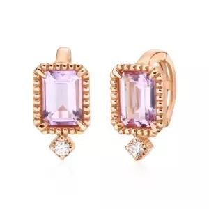 [비앤비골드] 14K 로맨틱 엔젤 핑크자수정 원터치 귀걸이 한쌍 JNE28398