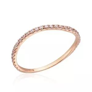 [비앤비골드] 14K 슬림 웨이브 1.2mm 큐빅 하프밴드 실반지 NPR29758