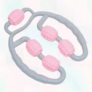 핑크색 5롤러 종아리마사지기 허벅지마사지 안마 목