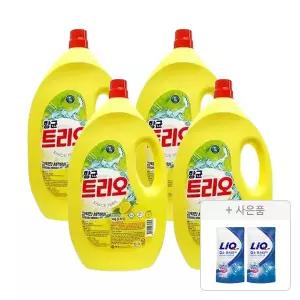 트리오 항균 주방세제 대용량 3kg, 4개+증정(리큐 액체세제 300ml, 2개)