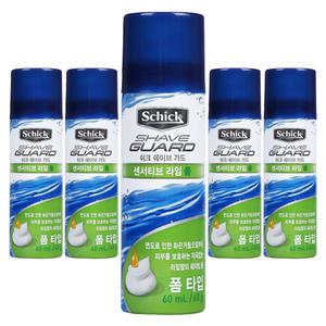 쉬크 쉐이브가드 센서티브 라임폼 60ml x 5개 휴대용 여행용 쉐이빙 면도 거품 폼 크림 젤