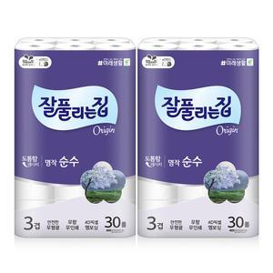 잘풀리는집 명작순수 30Mx30롤x2팩/휴지/화장지/두루마리
