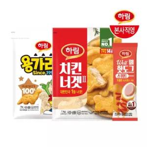 하림 용가리치킨1kg+치킨너겟1kg+웰스위트핫도그 70g