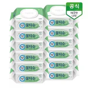 [깨끗한나라] 물티슈 퓨어 그린 캡형 100매 x 12팩