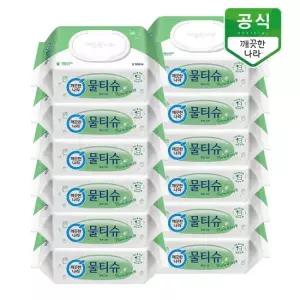 깨끗한나라 물티슈 퓨어 그린 캡형 100매 x 12팩