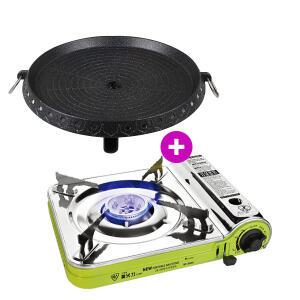맥선 MS-3500S (슬림고화력) 휴대용 가스렌지 부르스타 버너 1개 + 맥선 원형불판 1개