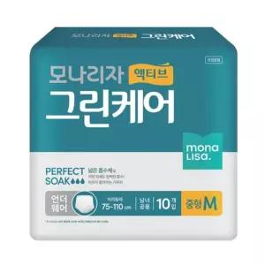 모나리자 액티브 그린케어 언더웨어 중형 10매 8개 총80매 팬티형 성인용기저귀
