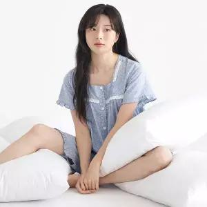 [보리보리/메이플라워]블루퓨어 반팔 순면 여성 빅사이즈 잠옷 세트