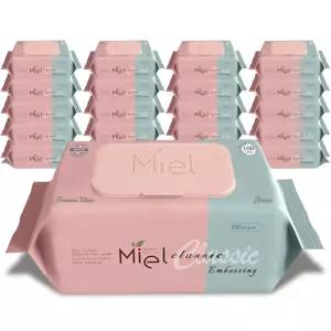미엘 물티슈 클래식 엠보싱 캡형 100매 20팩 평량50g 저자극 안전한 순한 대용량