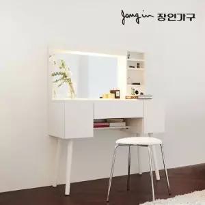 장인가구 오스틴 LED 거울 원목 콘솔 수납 화장대 스툴 미포함)