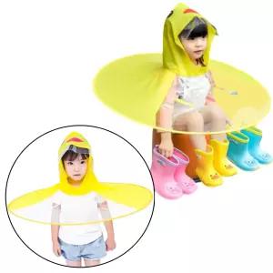 유아 오리 우비 모자형 1p 모자우산 아동 베이비 경량 키즈 두돌아기 UFO 장마철 판초형