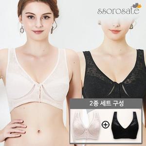 [쏘로사떼]인견문직앞단추브라 2종 보정속옷 여자속옷 노와이어 브라 브라렛