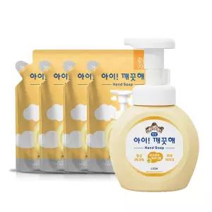 | 라이온 | 아이깨끗해 핸드워시 순 용기 250mL x 1개 + 리필 200mL x 4개 산뜻하고 보송보송한 항균효과