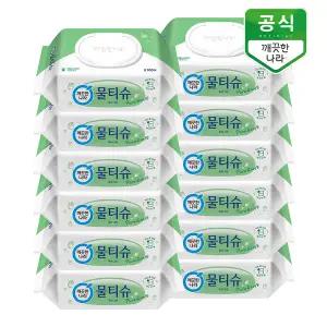깨끗한나라 물티슈 퓨어 그린 캡형 100매 x 12팩