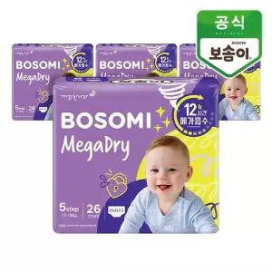 [깨끗한나라]보솜이 메가드라이 팬티 특대 26매 x 4팩