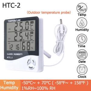 LCD 디지털 온도 습도 측정기 HTC-2 HTC-1 가정 실내 실외 습도계 온도계 기상 관측소 시계 포함