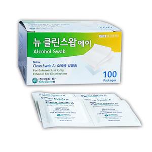 (정품) 국내산 뉴 클린 알콜스왑 100매 개별포장/뉴 클린 알콜스왑 1