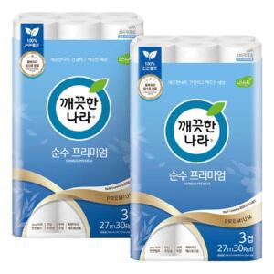 [기타] 깨끗한나라 순수프리미엄  27m 30롤 2팩 (107mm)