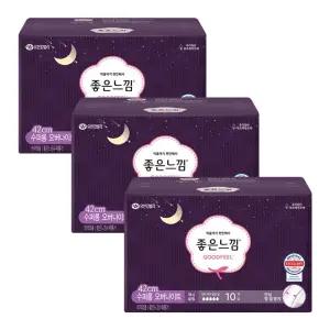 좋은느낌 수퍼롱 42cm 슬림 오버나이트 날개형 10개입 X 3개