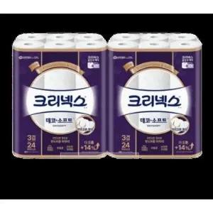 크리넥스 3겹 데코소프트 28M-24롤X2팩