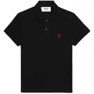 25SS 아미 스몰 하트 코튼 폴로 반팔티 BFUPL001 760 001 블랙