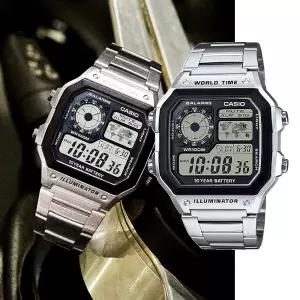 백화점AS가능 카시오 월드타임 메탈시계 AE-1200WHD-1A 디지털 남성시계 지코스모제품