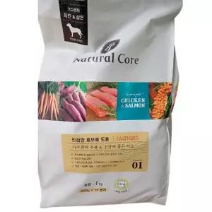 네츄럴코어 치킨 연어 살몬 7kg 전연령 가수분해 강아지 사료 500g 14봉 개별포장 대용량 (1srr)