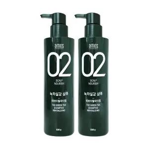 [신세계라이브쇼핑][amos] 아모스 녹차실감 샴푸 500g 2개 리바이탈 라이징 두피 모발 케어