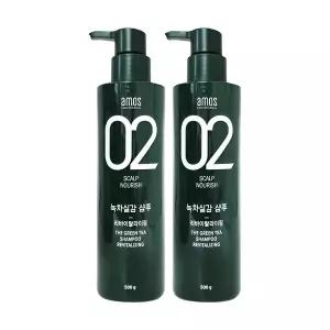 [신세계라이브쇼핑][amos] 아모스 녹차실감 샴푸 500g 2개 리바이탈 라이징 두피 모발 케어