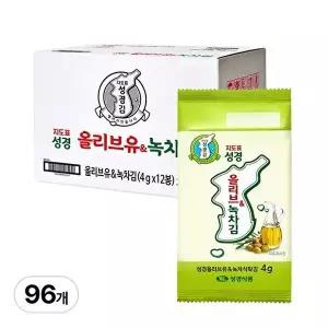 [지도표성경][성경김본사] T 올리브녹차 식탁김 4g 12봉 x 8개 (총 96봉)