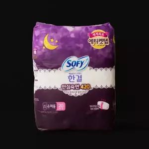 쏘피 한결 슈퍼롱 오버나이트 20P 2개 화장지 생리대